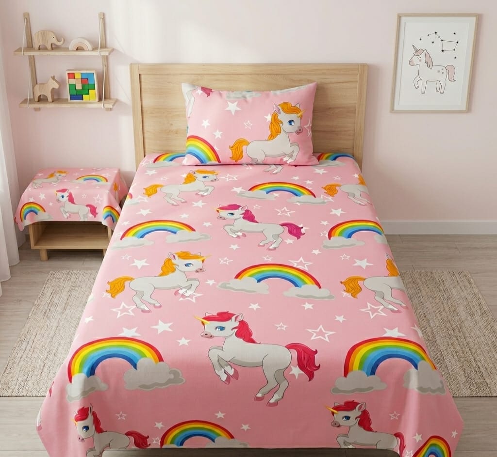 Rainbow Unicorn Fantasy Kids Bedsheet