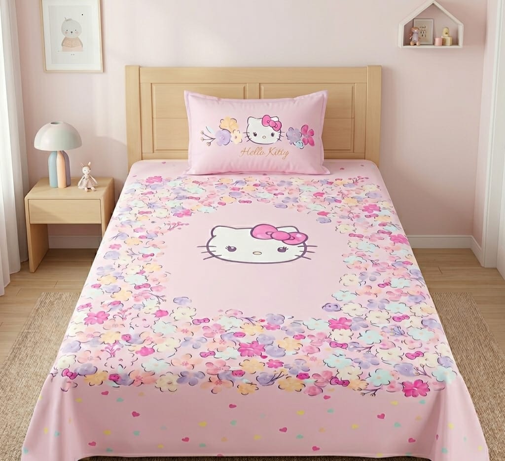 Hello Kitty Floral Kids Bedsheet