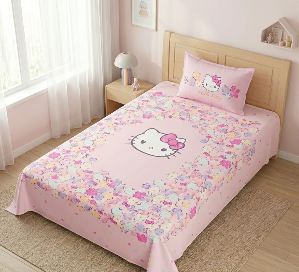 Hello Kitty Floral Kids Bedsheet