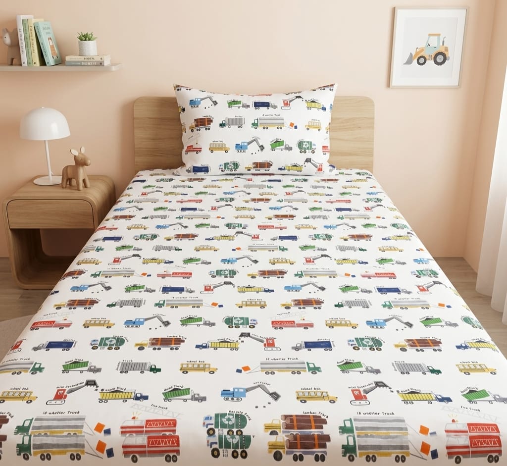 Little Trucks Adventure Kids Bedsheet