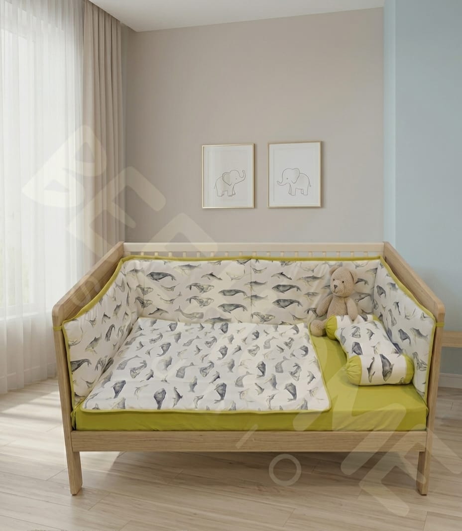Ocean Whales Baby Cot Set