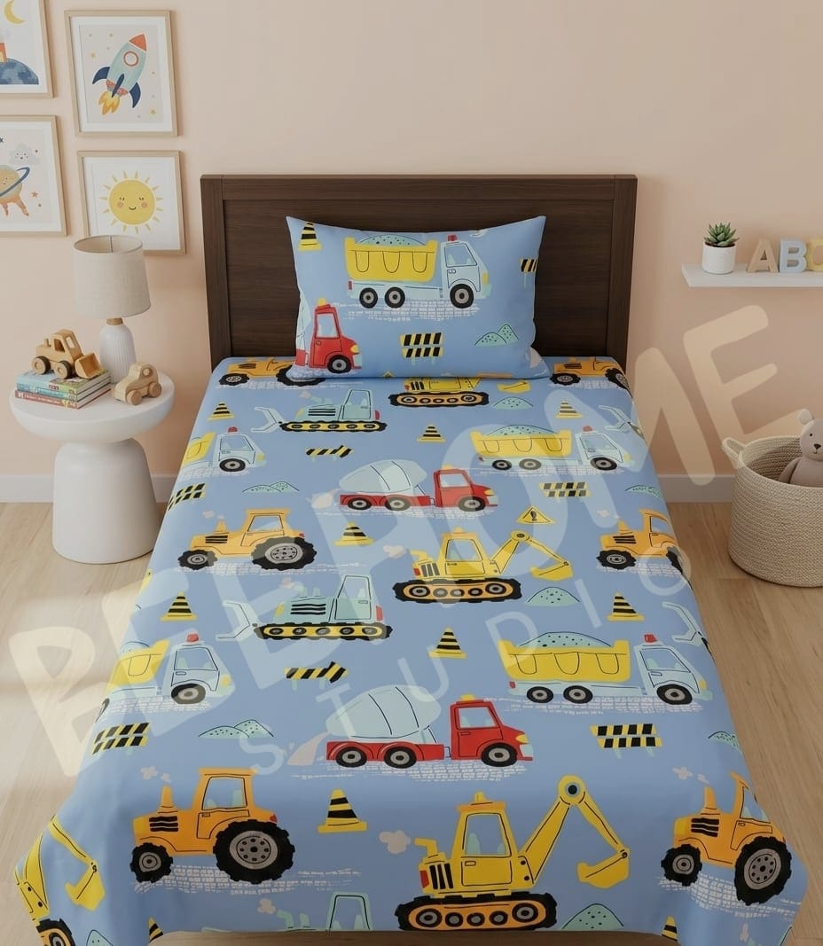 Construction Adventure Kids Bedsheet
