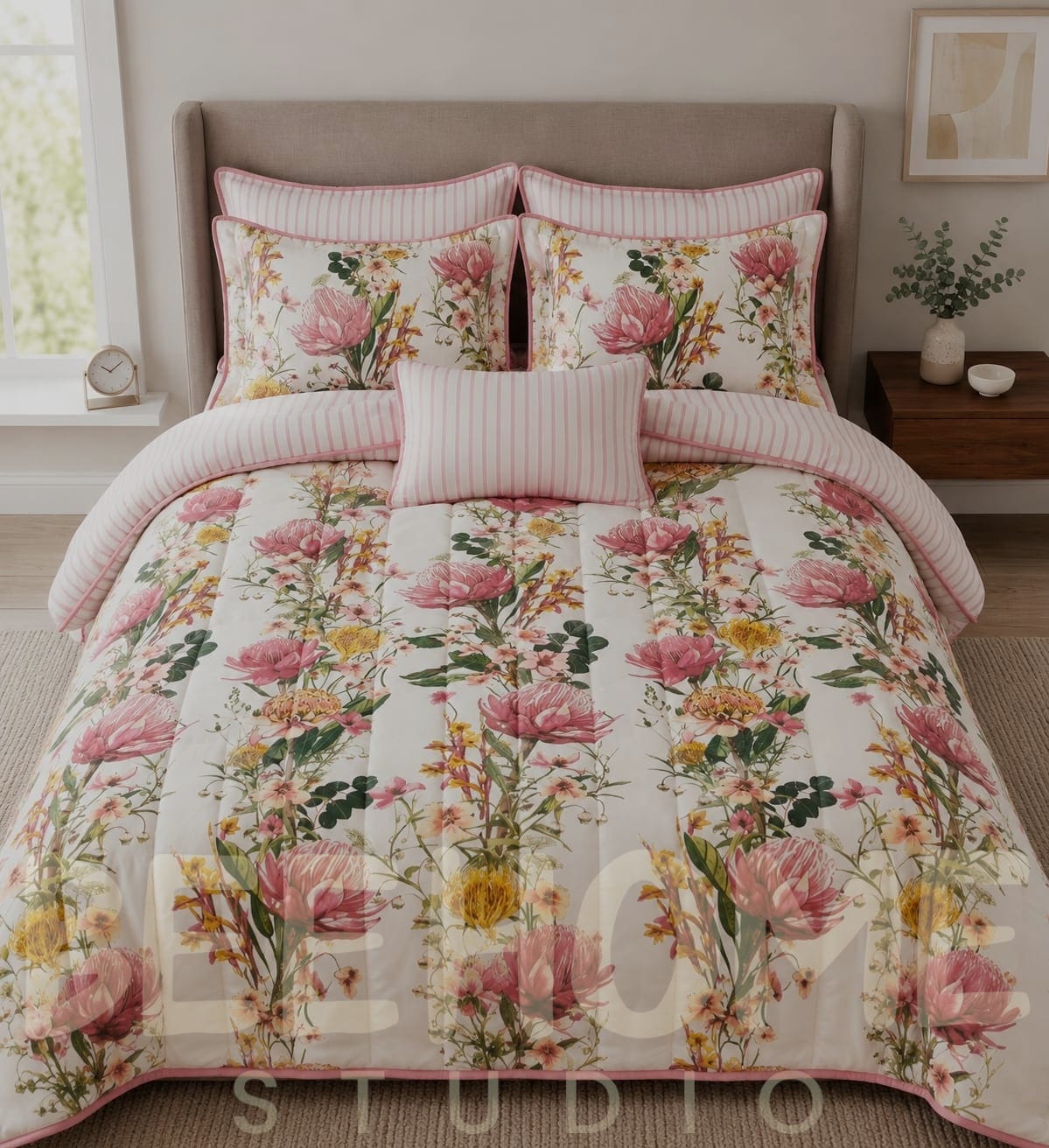 BHS Rose Petal Symphony 6 Pieces Comforter Set