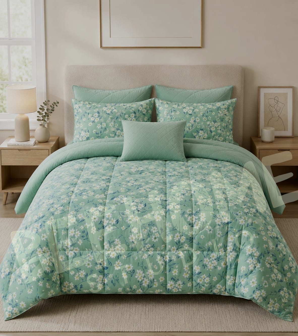 BHS Sage Blossom Whisper 6 Pieces Comforter Set