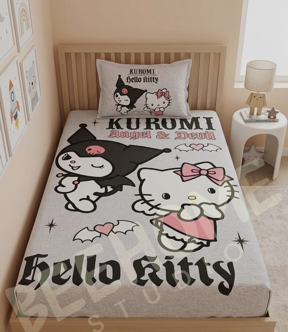 Kuromi & Hello Kitty Kids Bedsheet